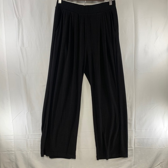 Dear Scarlett Pants - Dear Scarlett‎ Wide Leg Pants Women Medium Black Pleated Elastic Waist Resort